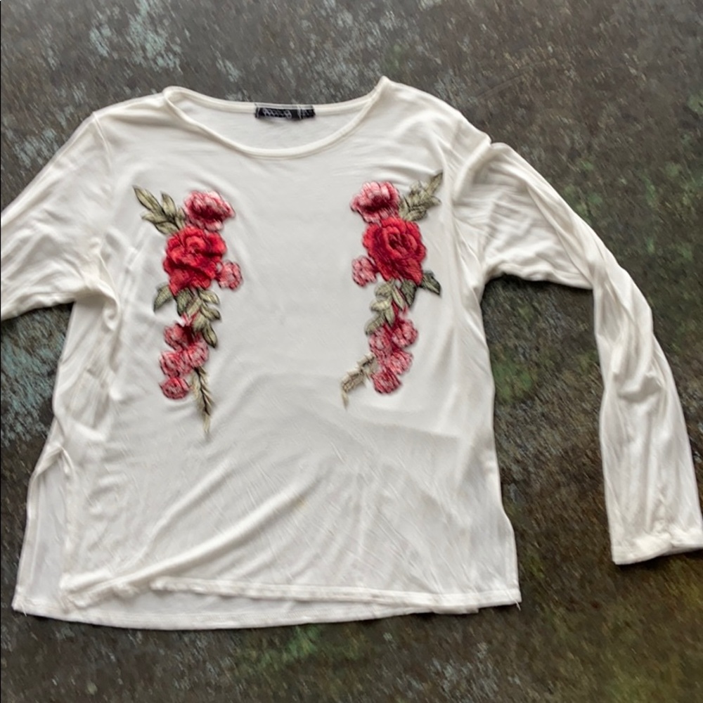 Soft Rose Appliqué Shirt